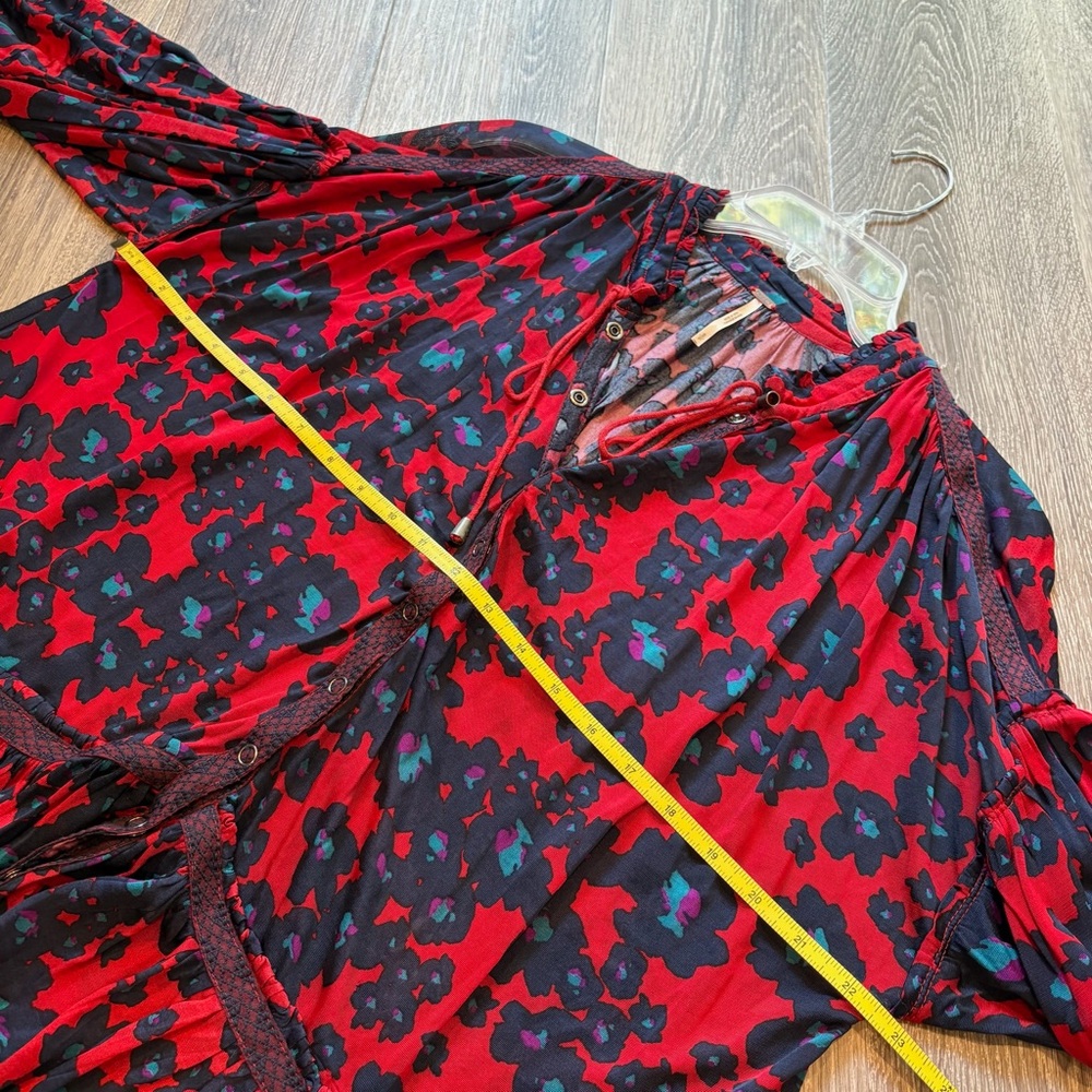 Free People Love Letter Red and Blue Floral Tunic Dress - Picture 6 of 7